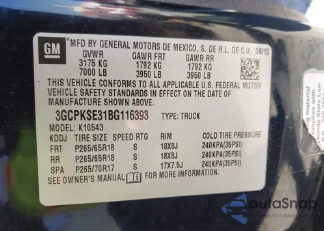 2011 Chevrolet Silverado 1500 Lt from USA, damaged, VIN 3GCPKSE31BG116393